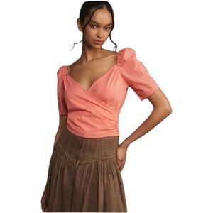 NWOT by Anthropologie Puff Sleeve Faux Wrap Top